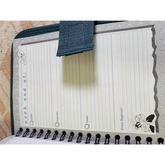 Vtg Looney Tunes 3 Ring Binder Green Bugs Bunny Taz Daffy 1998 #A53 - Picture 7 of 12